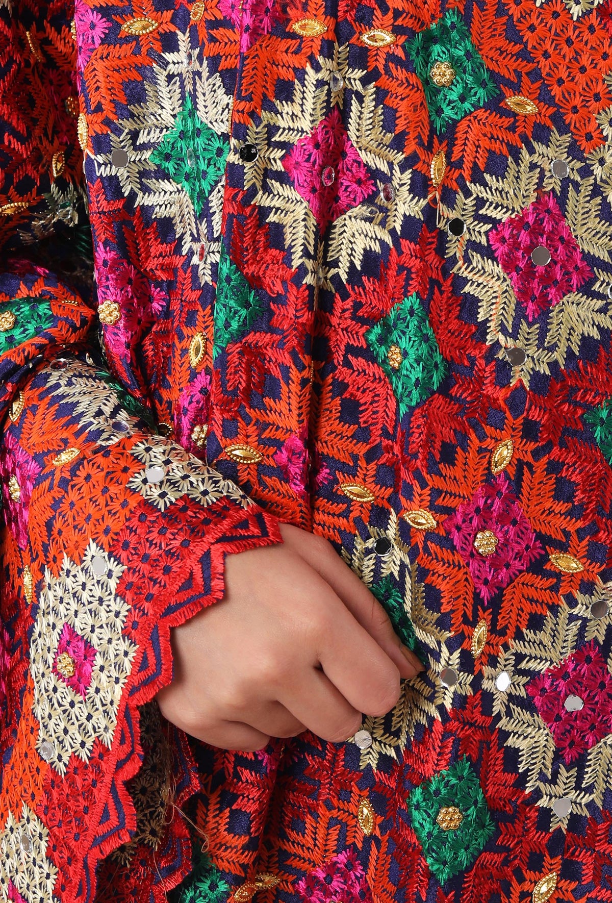 Maroon Allover Embroidered Phoolkari Dupatta