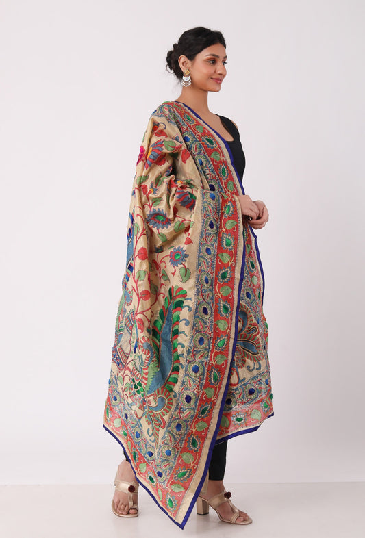 Tanvi Hand Embroidered Kantha Silk Dupatta