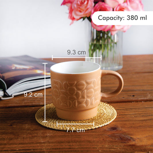 TerraCraft Collection Desert Dune Mug  – 380 ml ( Set of 2, Beige ) 380ml