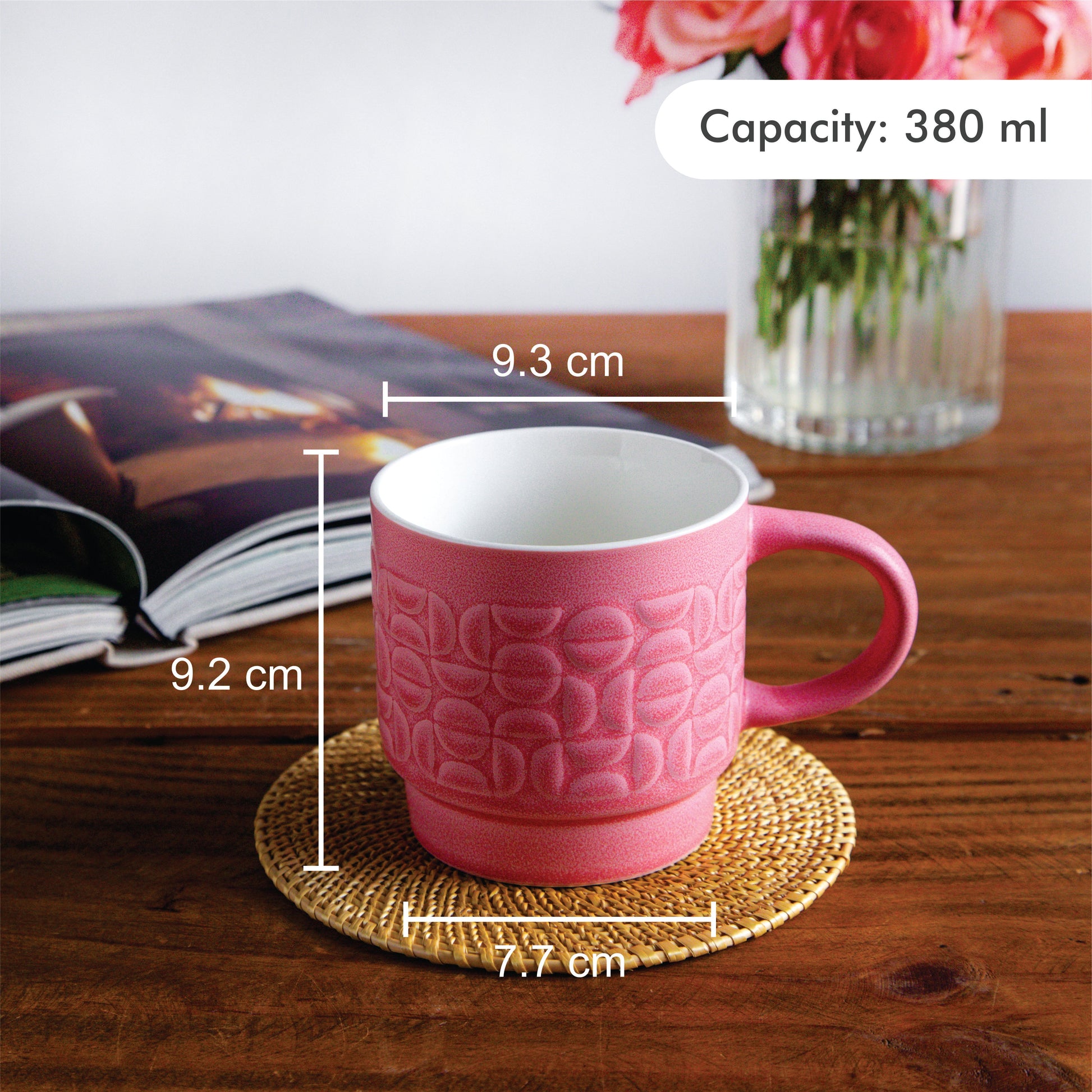 TerraCraft Collection Dusky Rose Mug  – 380 ml ( Set of 2, Pink ) 380ml