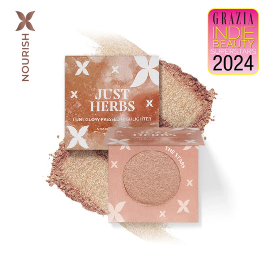【Just Herbs】 Lumi-glow Pressed Highlighter with Shea Butter and Amla The Stars