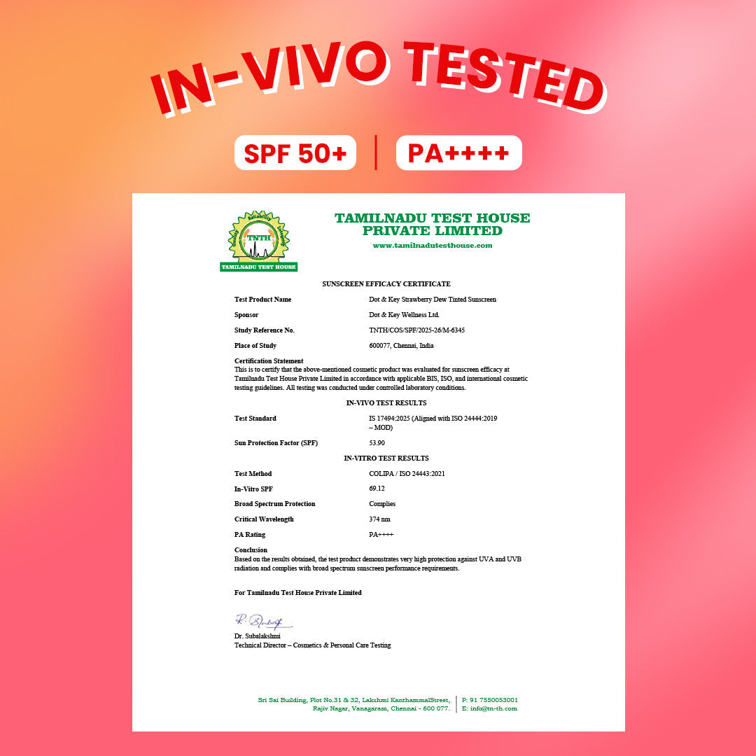 Strawberry Dew Tinted Sunscreen, In-Vivo Tested SPF 50+ PA++++ 