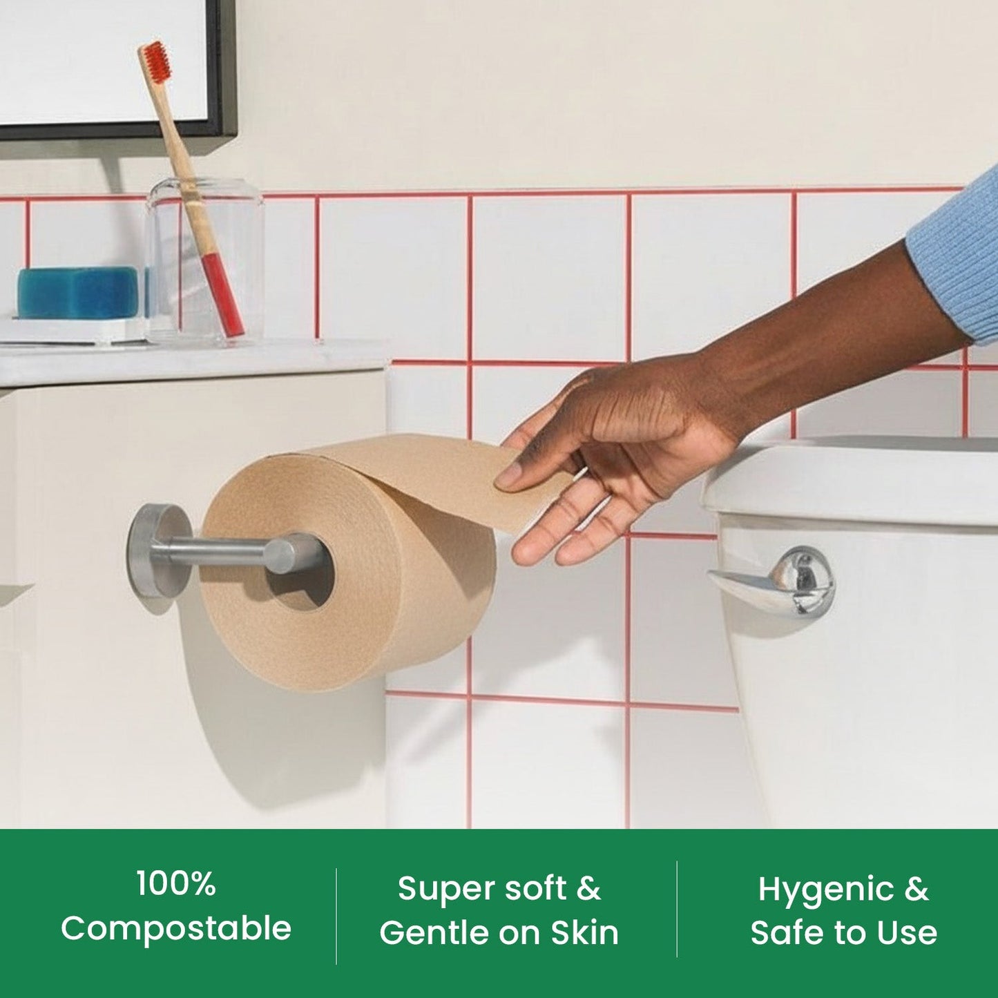 Eco Kranti - Bamboo Toilet Tissue Roll | 300 Pulls x 4 Packs | 100% Natural | Biodegradable, Compostable 100g