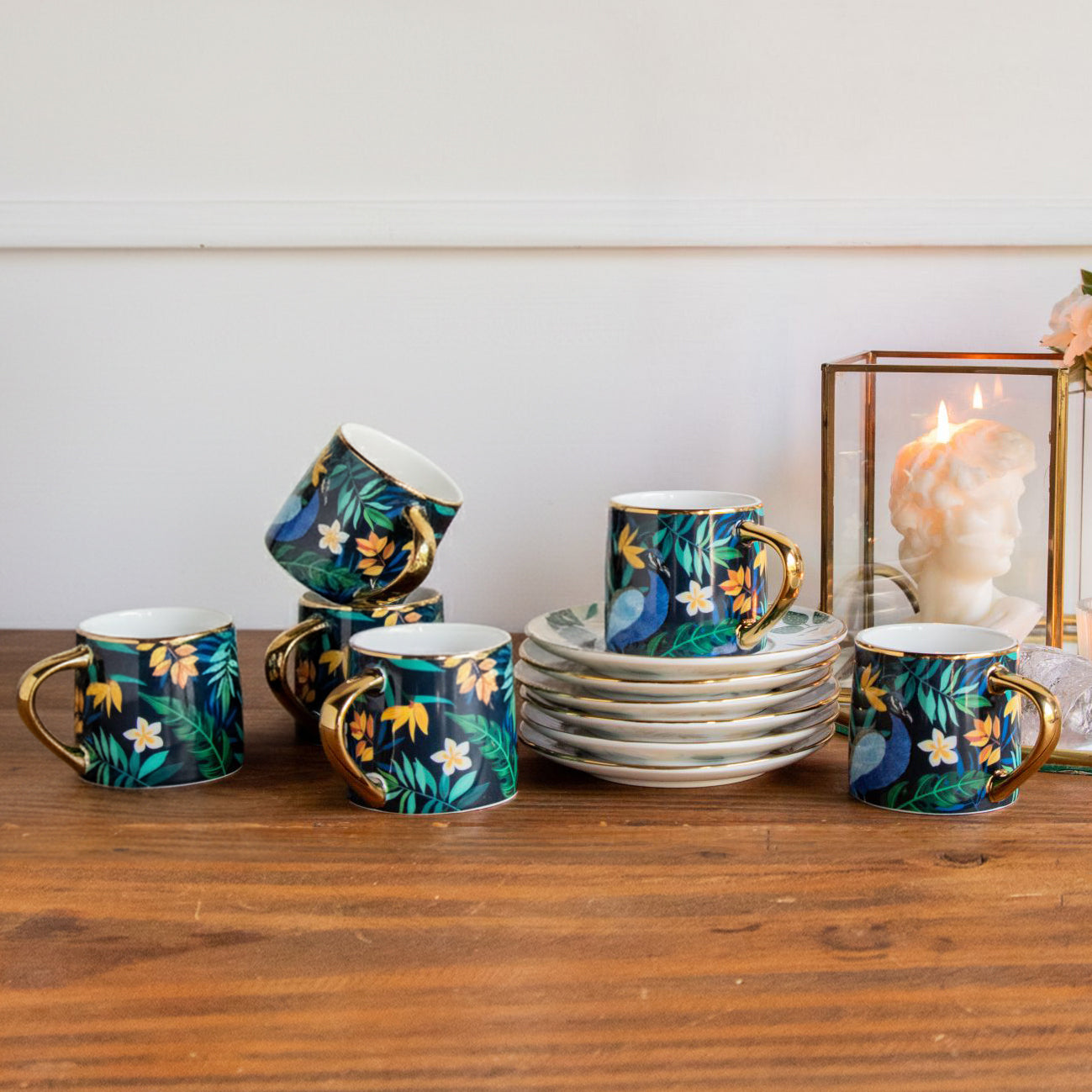 Tropical Elegance Teaset– Set of 6 Cups & Saucers (200 ML Each) 200ml