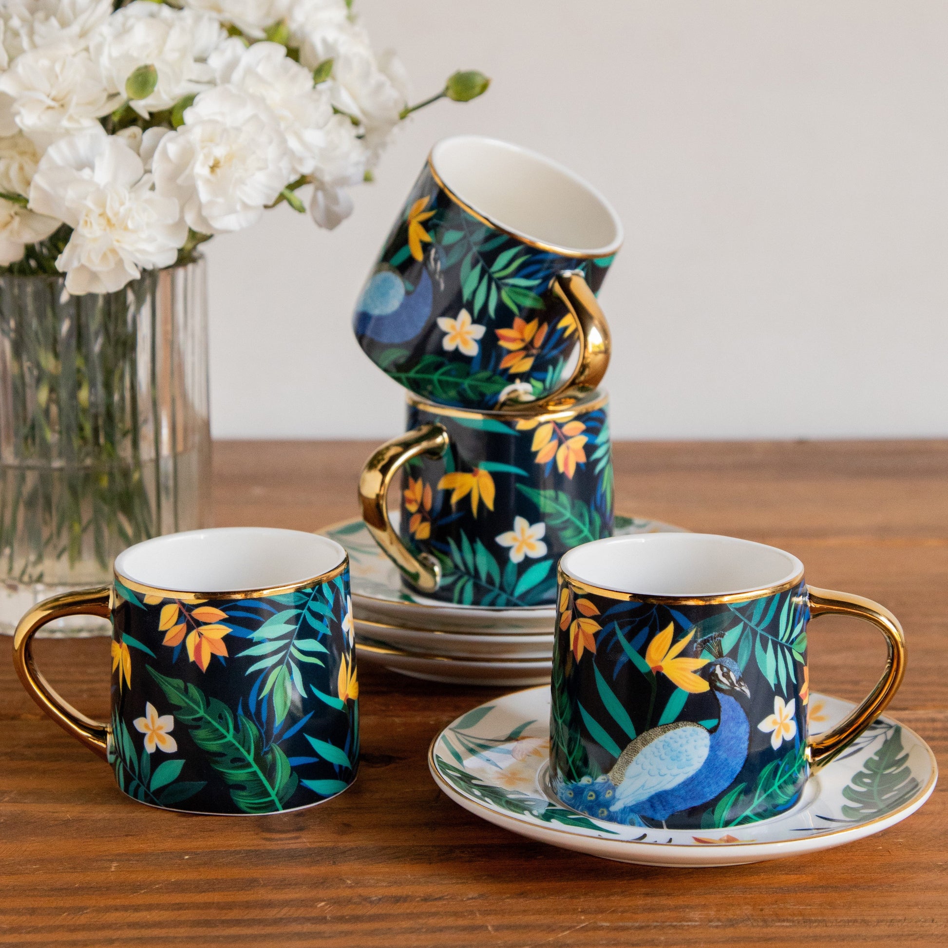 Tropical Elegance Teaset– Set of 6 Cups & Saucers (200 ML Each) 200ml