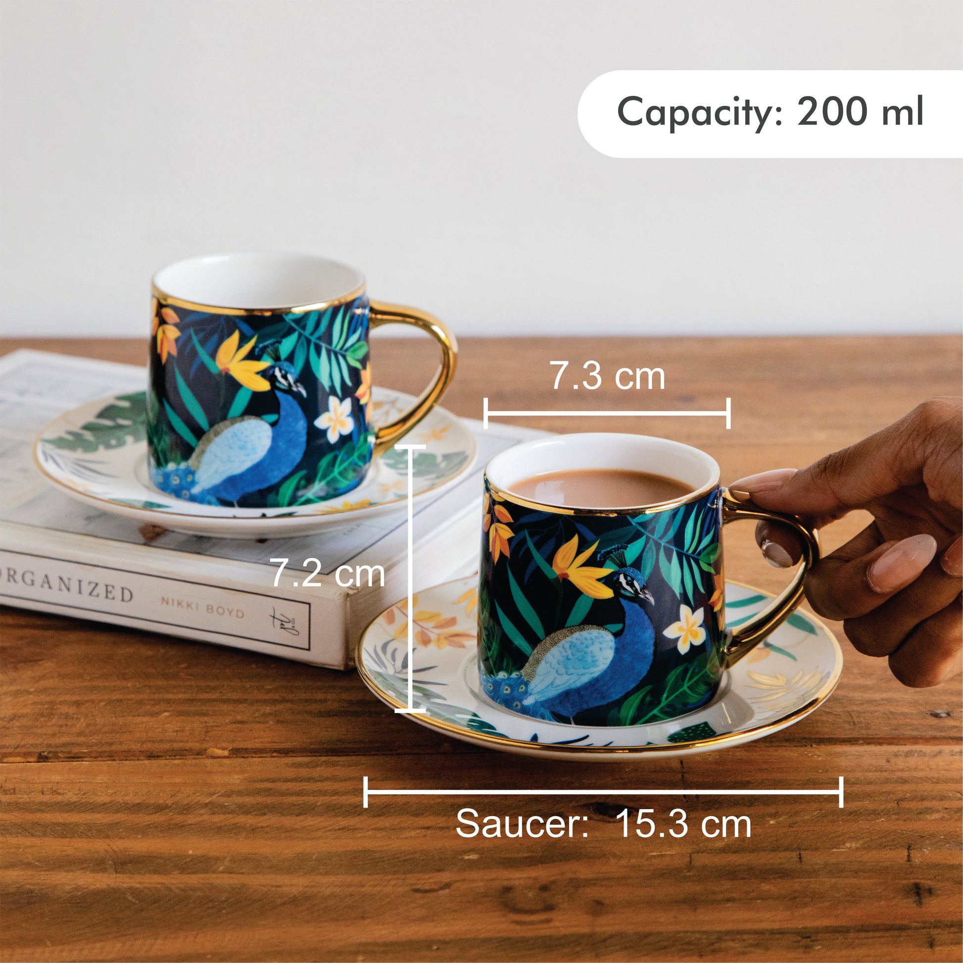 Tropical Elegance Teaset– Set of 6 Cups & Saucers (200 ML Each) 200ml