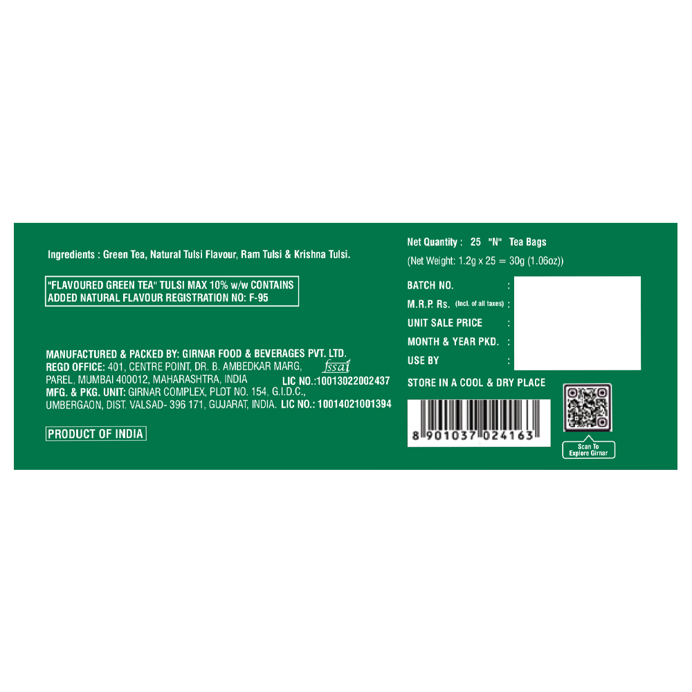 Green Tea Bags - Tulsi 10 Tea Bags