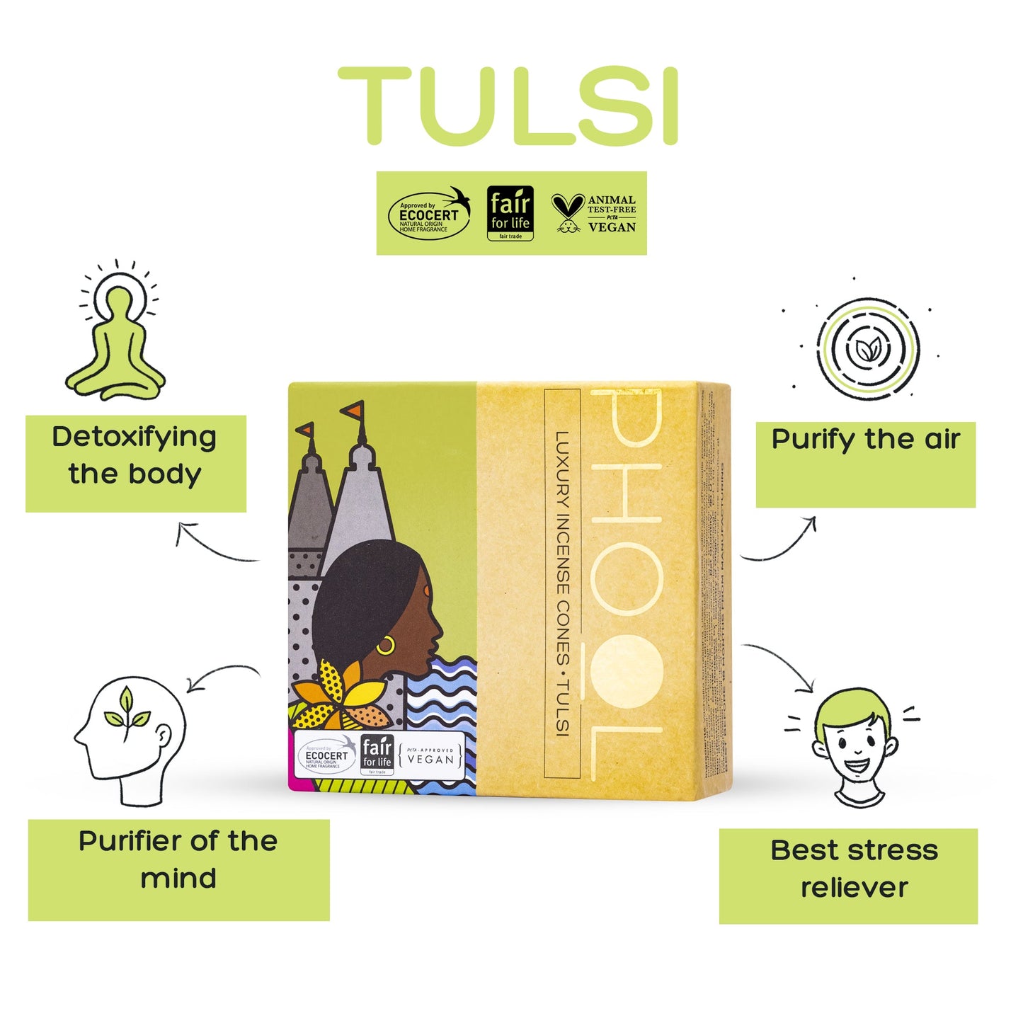 Natural Incense Cones - Tulsi