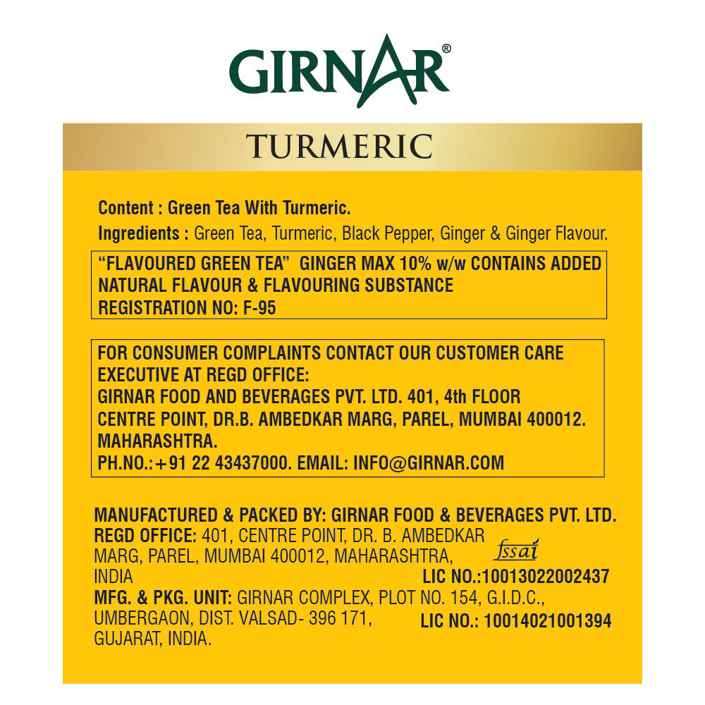 Green Tea Bags - Turmeric 10 Tea Bags