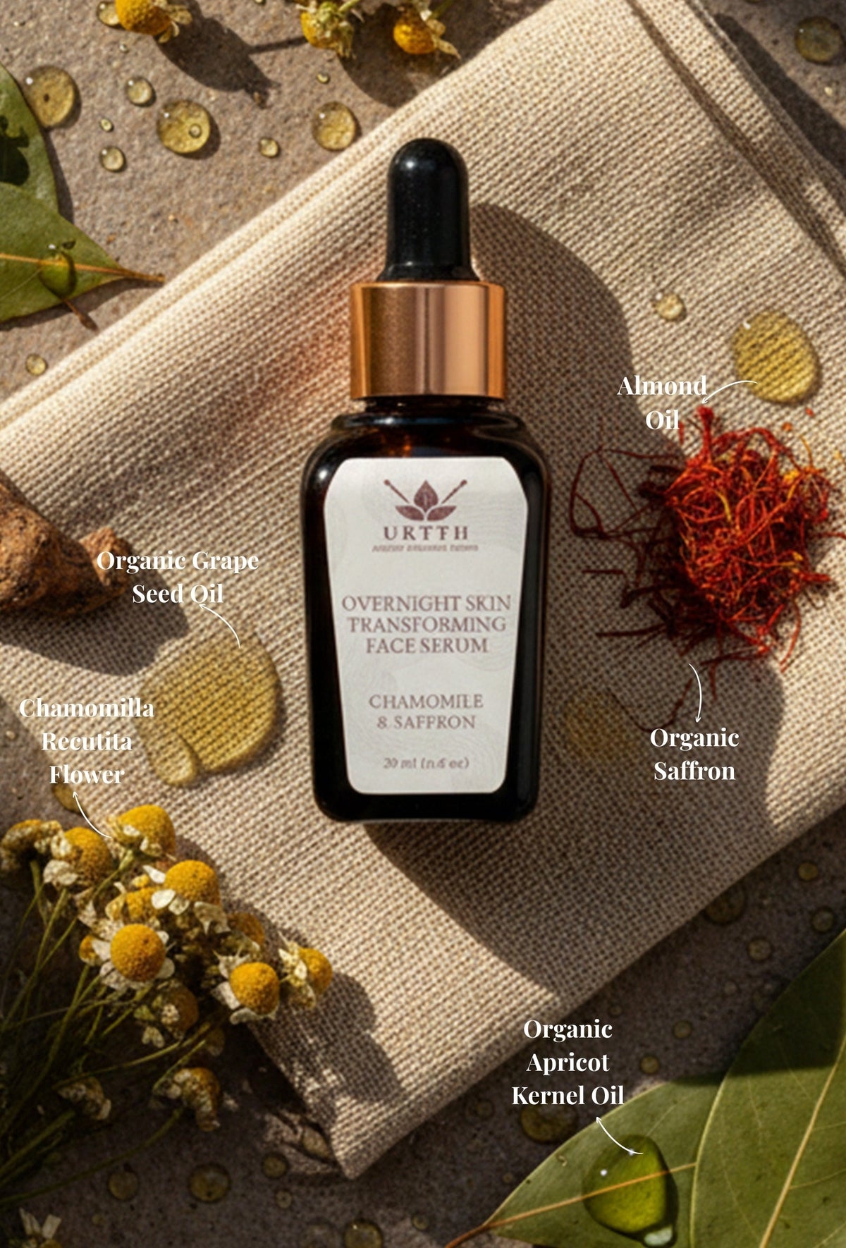 Overnight Face Serum with Saffron, Apricot & Grapeseed Oil