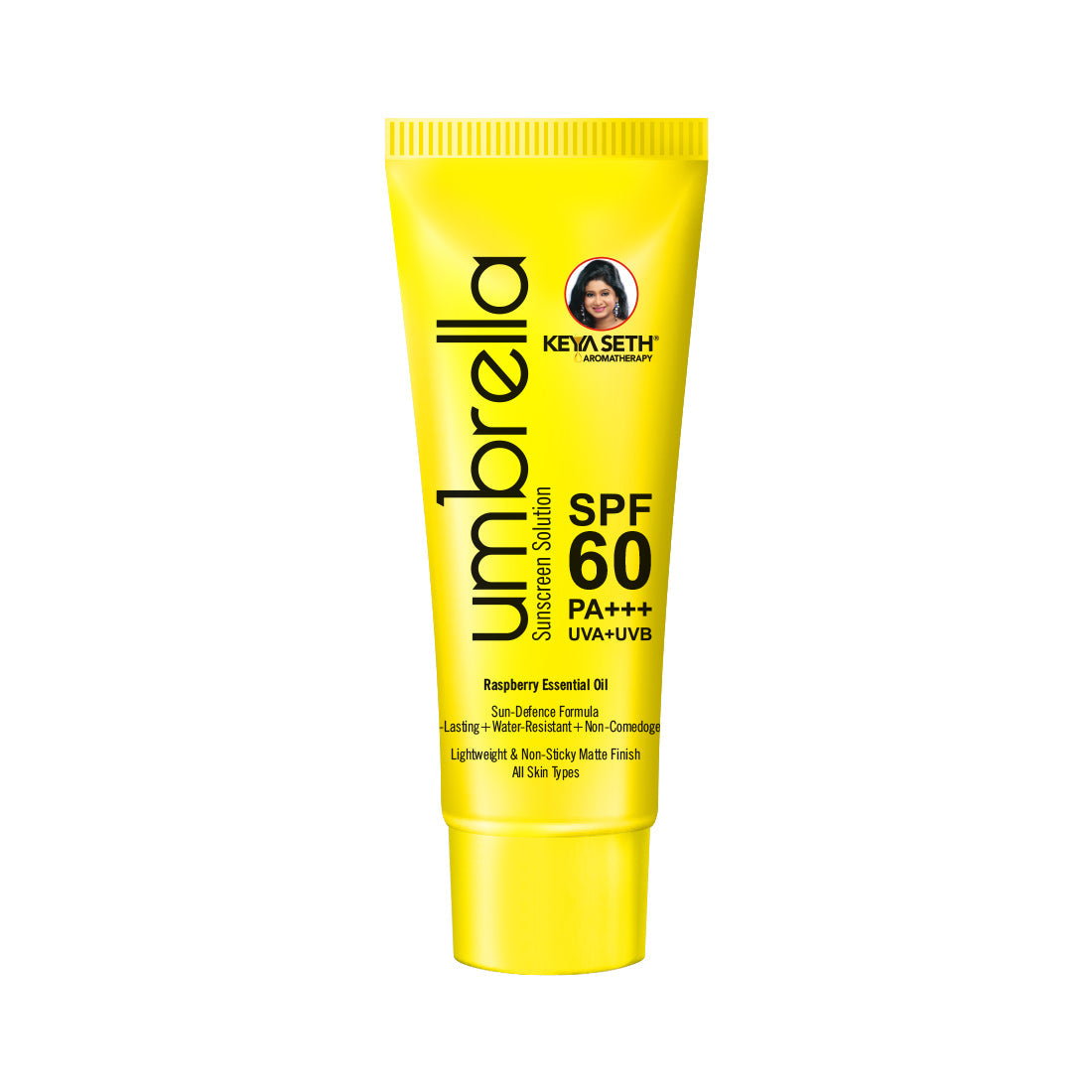 Umbrella Sunscreen Solution SPF 60, Broad Spectrum Protection, No White Cast, Lightweight Matte Finish with Raspberry Oil 18ml