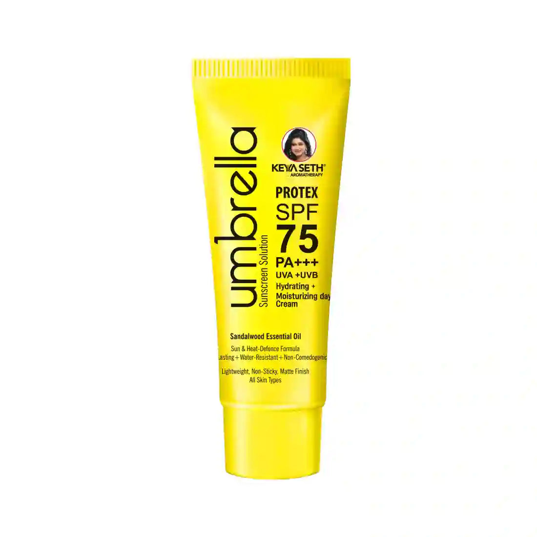 Umbrella Sunscreen Solution Protex SPF 75 Broad Spectrum Protection, Hydrating, No White Cast, Lightweight Matte Finish with Sandalwood Oil 18g