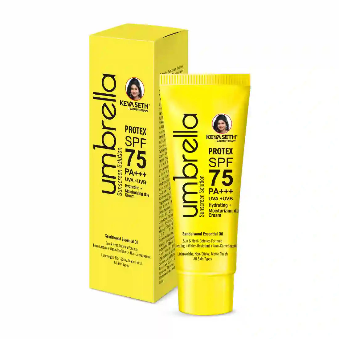 Umbrella Sunscreen Solution Protex SPF 75 Broad Spectrum Protection, Hydrating, No White Cast, Lightweight Matte Finish with Sandalwood Oil 18g x 3