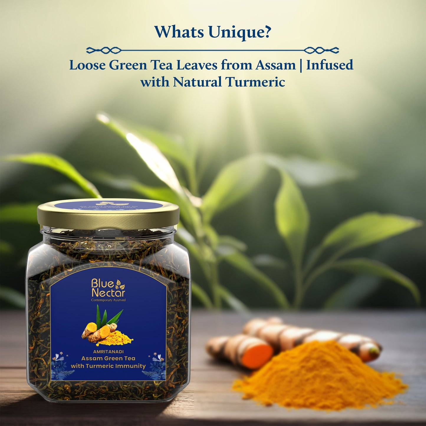 Turmeric Green Tea for Immunity Booster | Free Tea Infuser (50 g + 15 g Free | 33 cups) 50g
