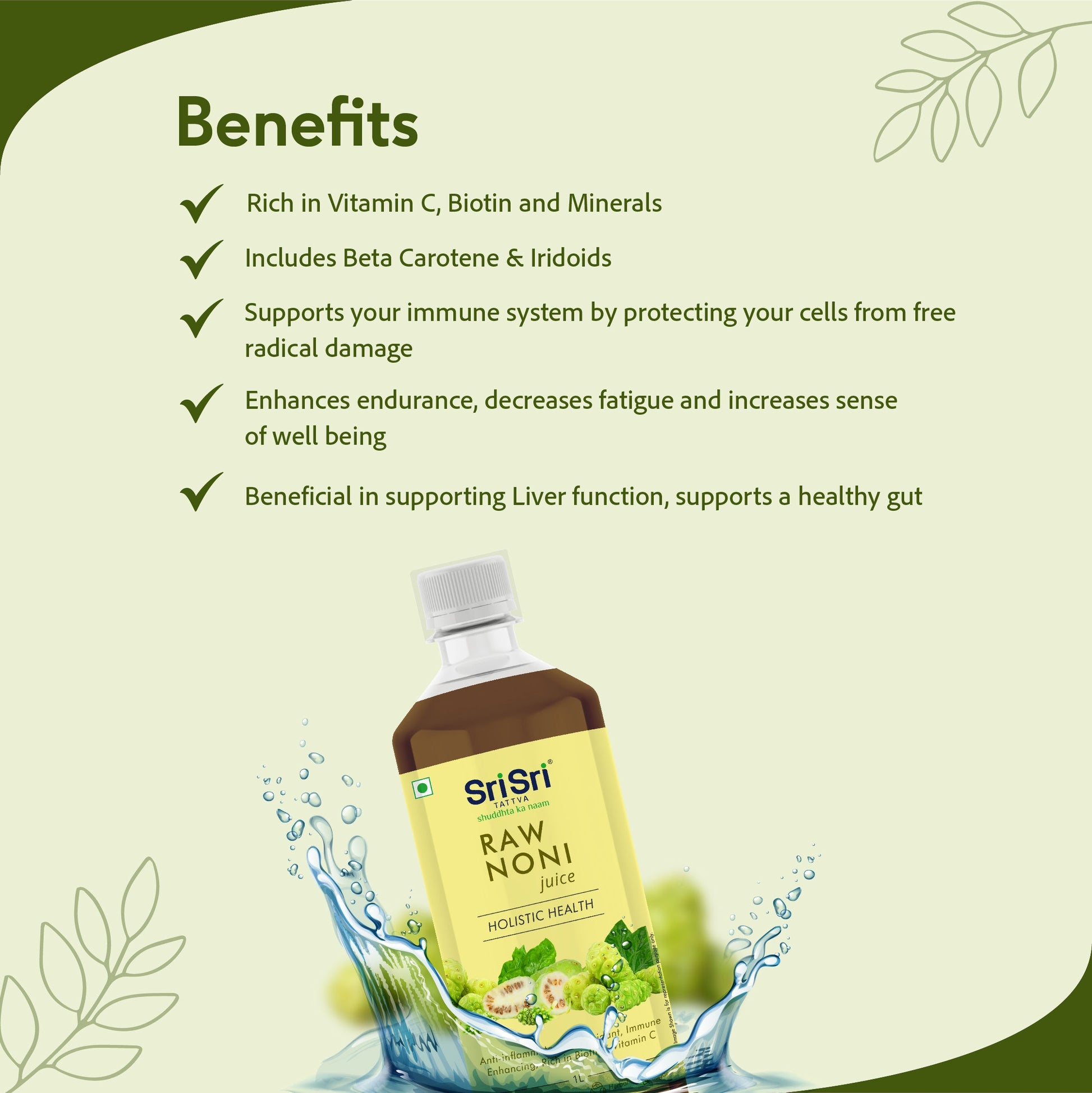 Raw Noni Juice - Holistic Health | Anti-inflammatory, Antioxidant, Immune Enhancing, Rich In Biotin & Vitamin C | 1 L 1L