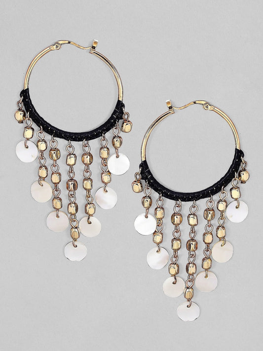 Rubans Voguish Beaded drop hoops. Gold