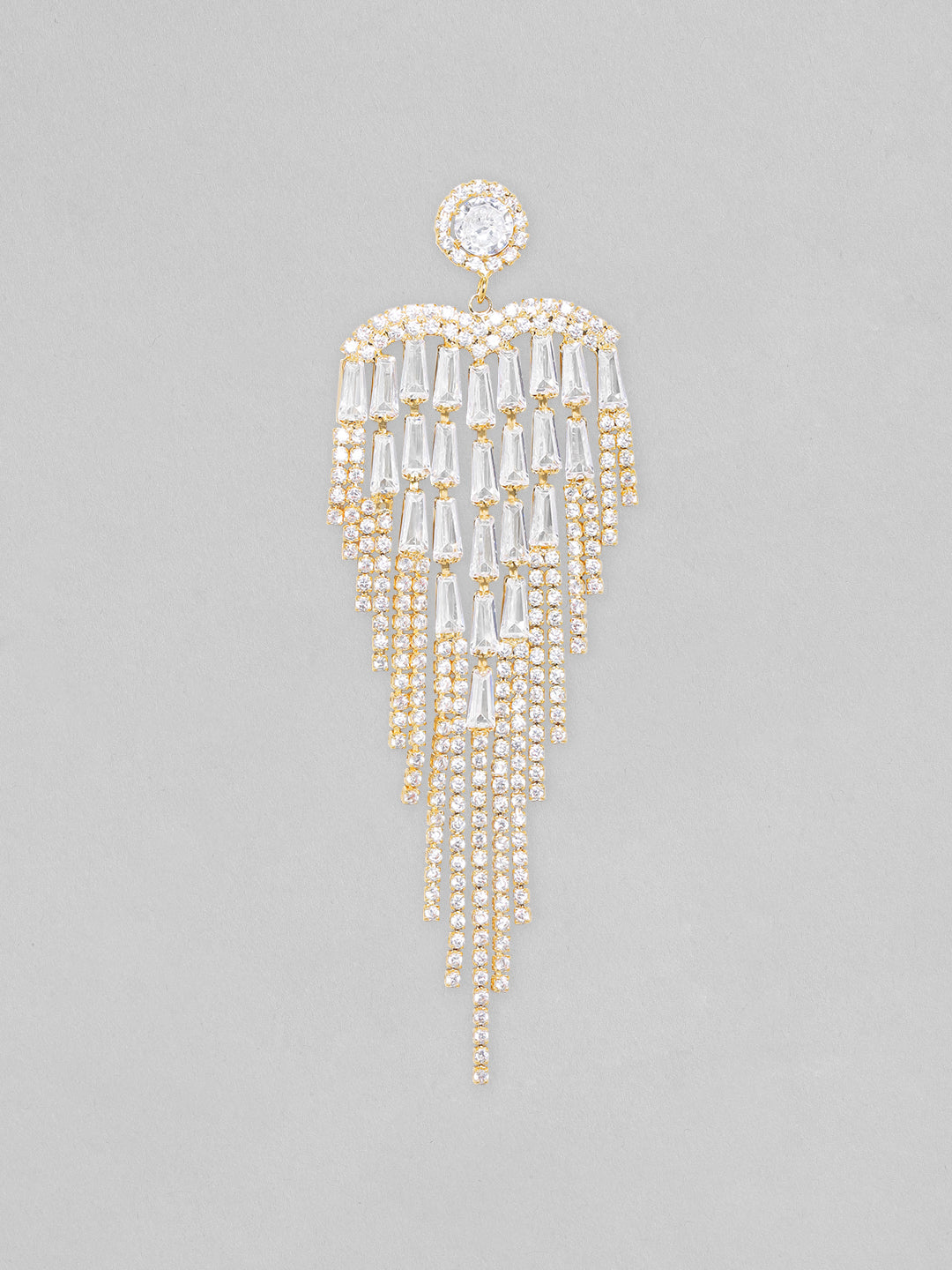 Glittering Trails American Diamond Zirconia Statement Danglers Gold