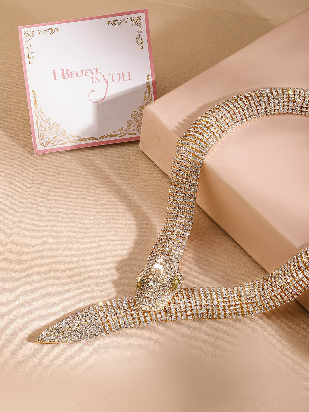 【Rubans】 Golden Serpent Zircon Statement Necklace｜ゴールドトーン ジルコン スネーク ステートメント ネックレス