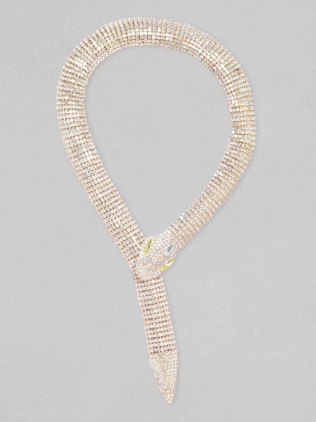 【Rubans】 Golden Serpent Zircon Statement Necklace｜ゴールドトーン ジルコン スネーク ステートメント ネックレス