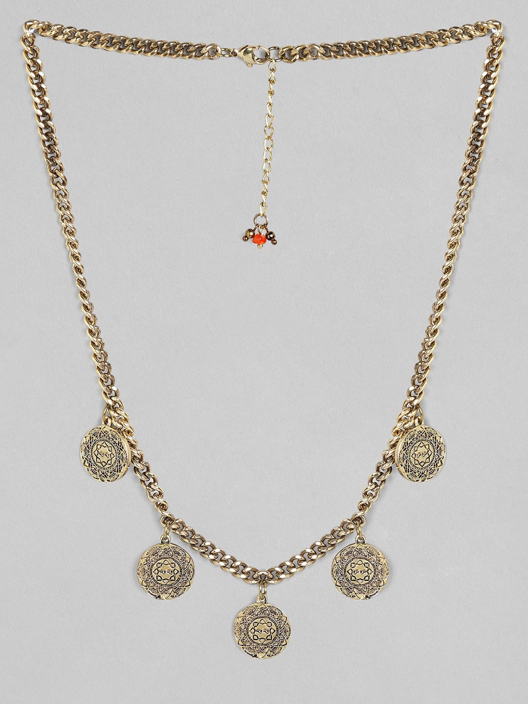 Rubans Voguish Antique Polish Coin Necklace. Gold