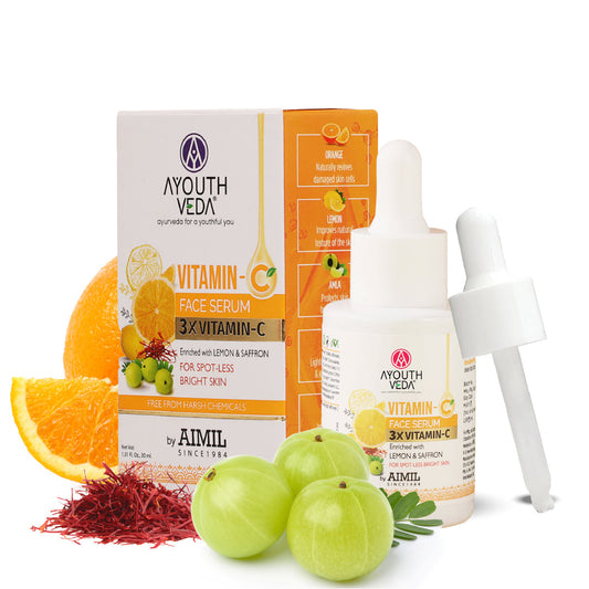 Vitamin-C Face Serum With 3X Vitamin-C | Reduce Discoloration and Enhance Radiance | Enriched with Lemon, Saffron, Orange & Gooseberry | For Spot-less Bright Skin - 30 ml 30ml