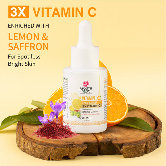 Vitamin-C Face Serum With 3X Vitamin-C | Reduce Discoloration and Enhance Radiance | Enriched with Lemon, Saffron, Orange & Gooseberry | For Spot-less Bright Skin - 30 ml 30ml