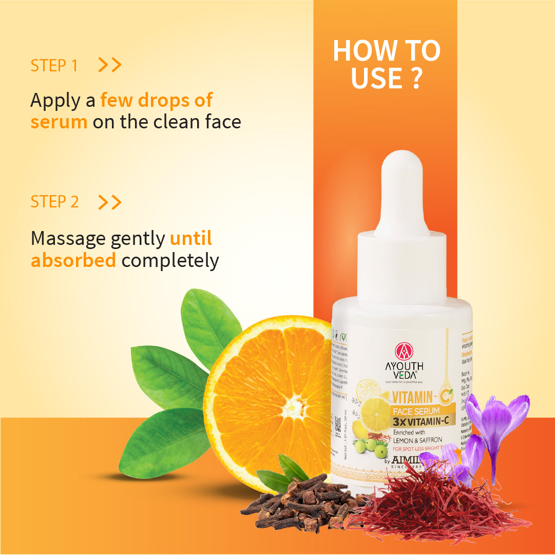 Vitamin-C Face Serum With 3X Vitamin-C | Reduce Discoloration and Enhance Radiance | Enriched with Lemon, Saffron, Orange & Gooseberry | For Spot-less Bright Skin - 30 ml 30ml