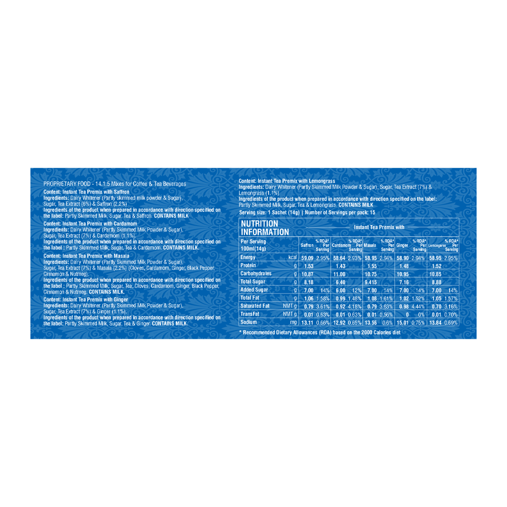 Instant Tea Premix Variety Pack 36 Sachets