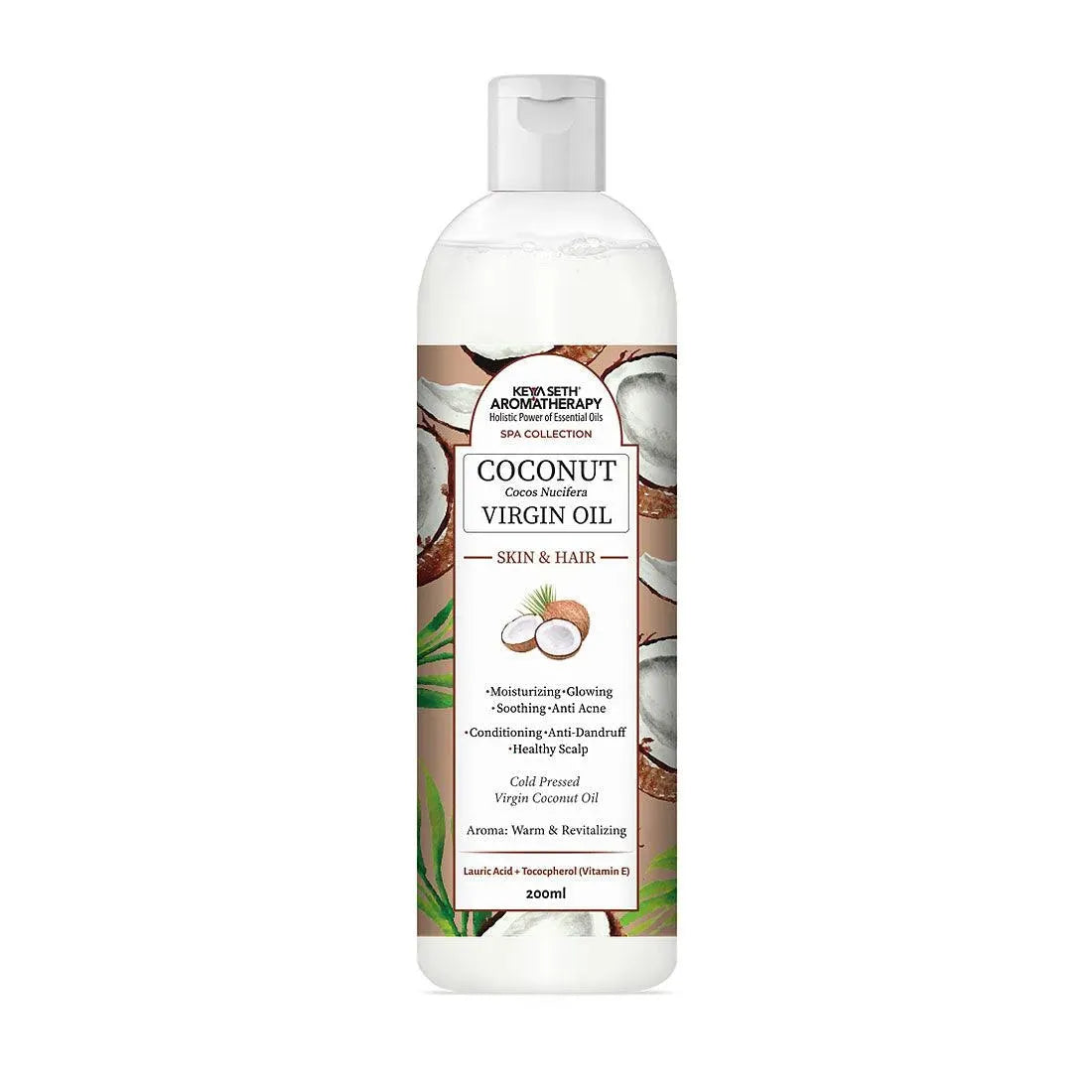 Virgin Coconut Oil, Skin & Hair, Cold Pressed, Moisturizing, Glowing, Soothing Nourishment Anti Dandruff, Rich in Lauric Acid & Vitamin E 200ml