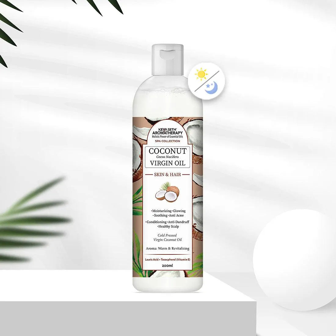 Virgin Coconut Oil, Skin & Hair, Cold Pressed, Moisturizing, Glowing, Soothing Nourishment Anti Dandruff, Rich in Lauric Acid & Vitamin E 200ml