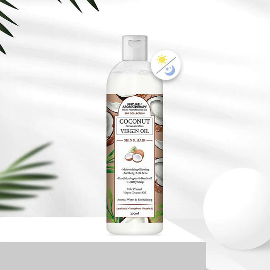 Virgin Coconut Oil, Skin & Hair, Cold Pressed, Moisturizing, Glowing, Soothing Nourishment Anti Dandruff, Rich in Lauric Acid & Vitamin E 200ml