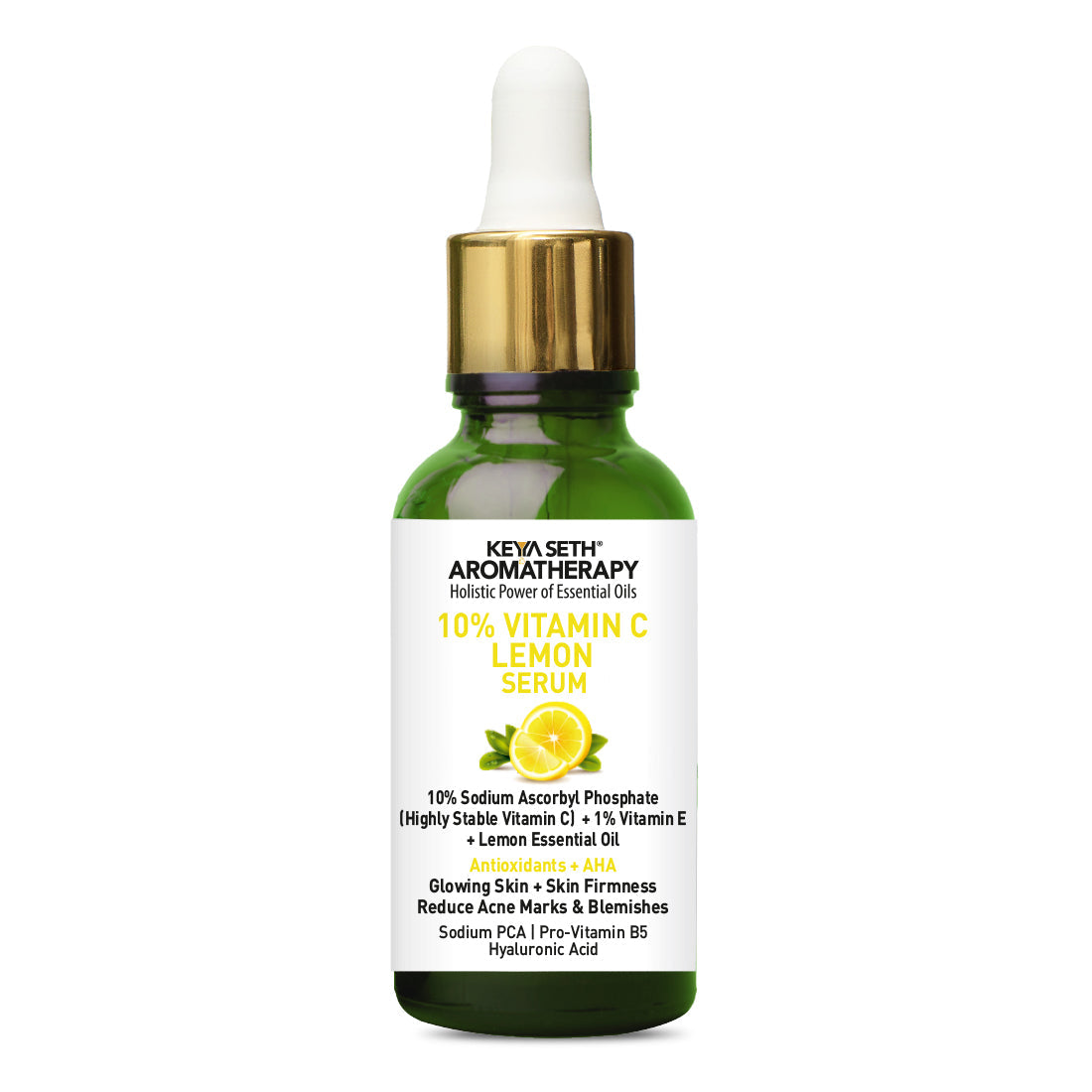 10% Vitamin C Lemon Serum, Sodium Ascorbyl Phosphate + Vitamin E & Lemon Essential Oil, Antioxidants + AHA, Glowing Skin & Firmness, Reduces Acne Marks 30ml