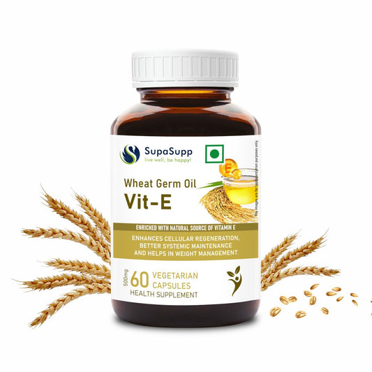 【Sri Sri Tattva】 Wheat Germ Oil Vitamin E Health Supplement｜ ウィートジャームオイル ビタミンE サプリメント｜ 60ベジカプセル 500mg