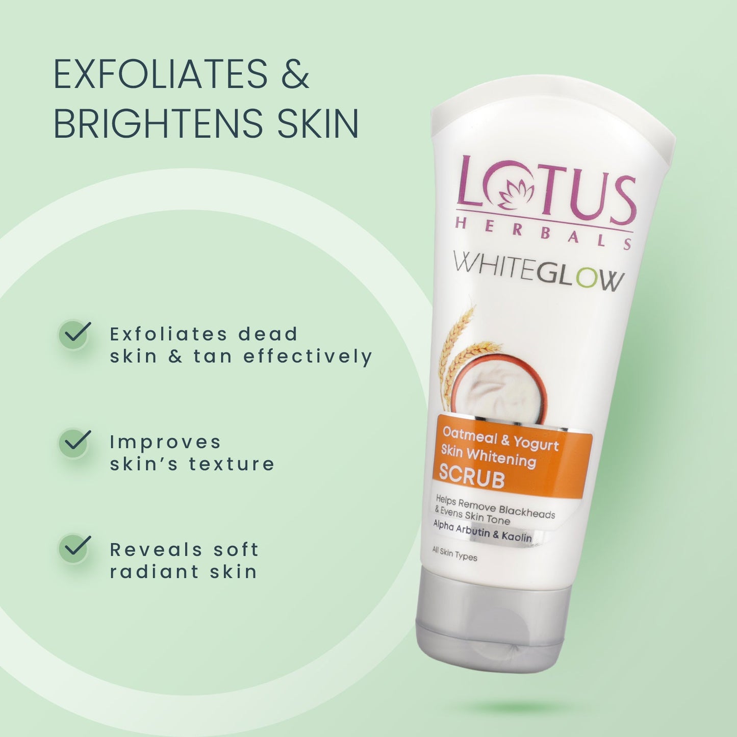 WhiteGlow Skin Brightening Oatmeal & Yogurt Scrub 100g