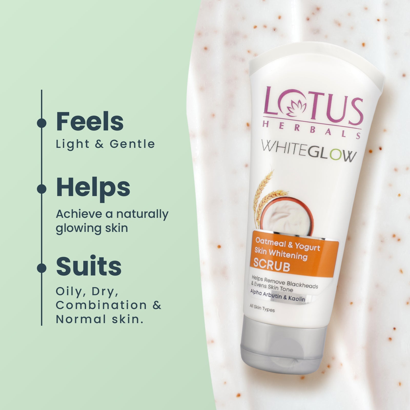 WhiteGlow Skin Brightening Oatmeal & Yogurt Scrub 150g