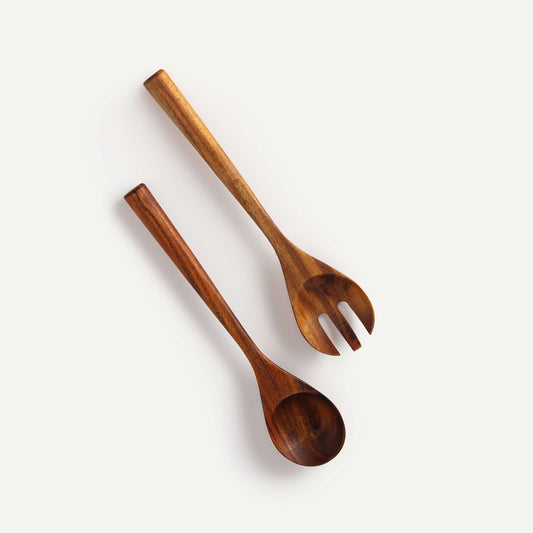 WOODEN SALAD SERVER SET スプーン - 長さ: 31.5、幅: 6.9、高さ: 2.3、フォーク - 長さ: 31.6、幅: 7、高さ: 2.1