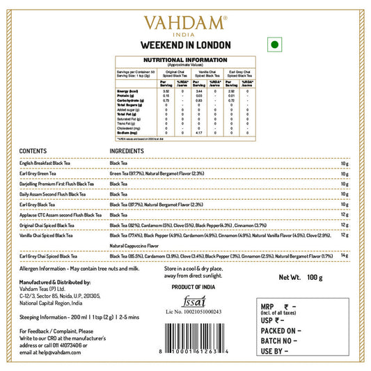 【VAHDAM】 Weekend in London Tea Gift, Set of 9｜ウィークエンド イン ロンドン ティーギフト 9種セット
