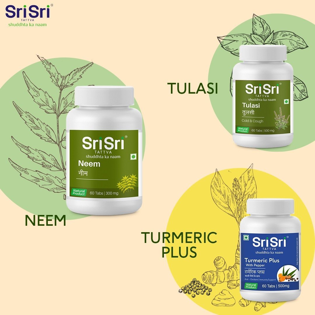 Tulasi, Neem and Turmeric Plus Ayurvedic Tablets for Relieving from Cold & Cough and Improving Immunity | Value Pack 500g