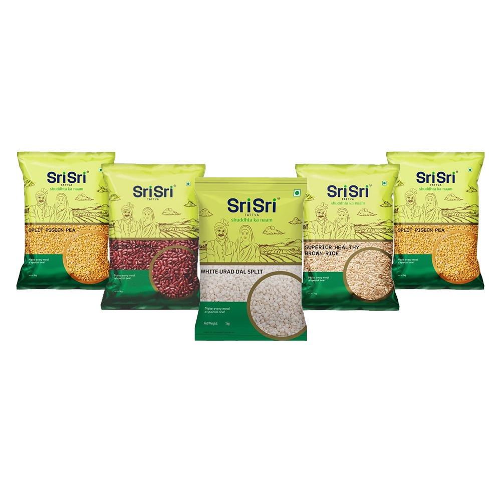 【Sri Sri Tattva】 Dhanya Lakshmi Daily Staples (Urad Dal, Toor Dal, Moong Dal, Rajma, Brown Rice)｜ ダンヤ・ラクシュミ デイリーステープル（ウラド豆、トゥール豆、ムング豆、ラジマ、玄米）｜ 5000g