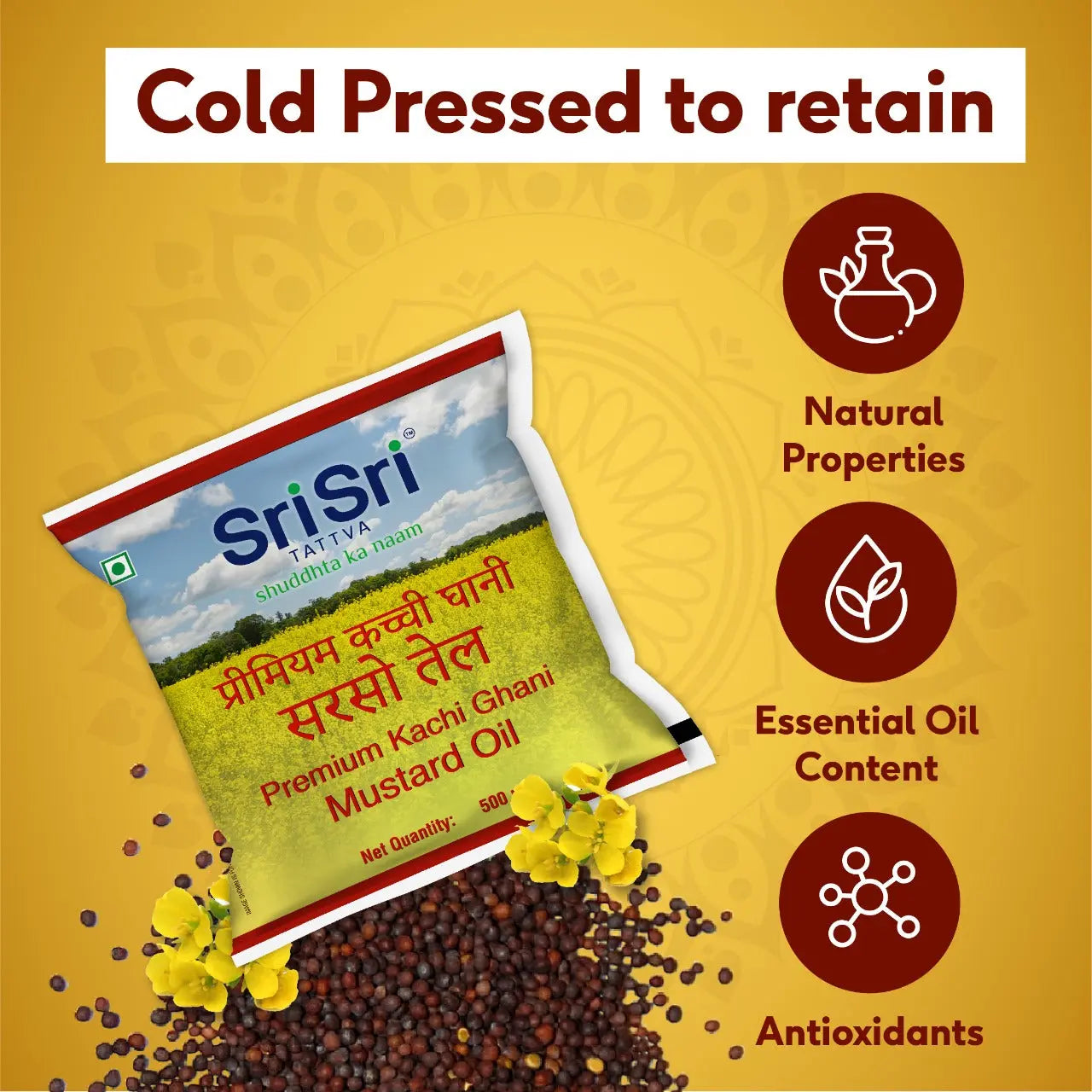 Premium Kachi Ghani Mustard Oil Pouch, 500 ml 500ml