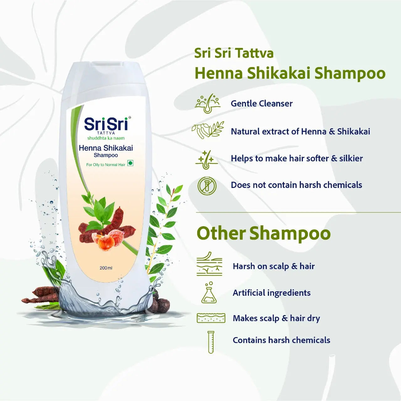Henna Shikakai Shampoo - For Silky Smooth & Conditioned Hair, 200 ml 200ml