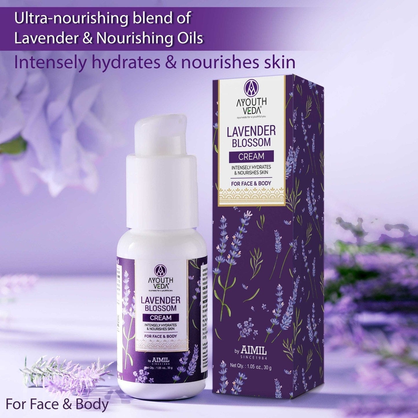 Lavender Blossom Face Cream for Glowing Skin | With Lavender Extract & Sunflower Oil | Hydrating & Nourishing Moisturizer for Dry Skin | Unisex Daily Skincare Cream (30g) 30g
