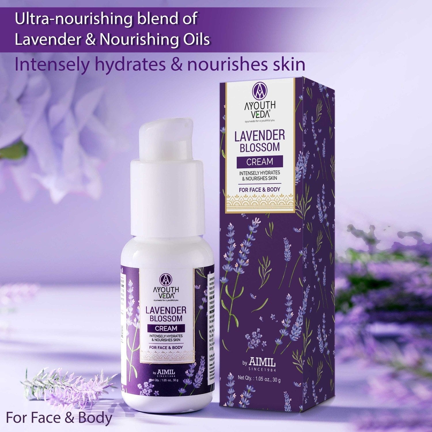 Lavender Blossom Face Cream for Glowing Skin | With Lavender Extract & Sunflower Oil | Hydrating & Nourishing Moisturizer for Dry Skin | Unisex Daily Skincare Cream (30g) 30g