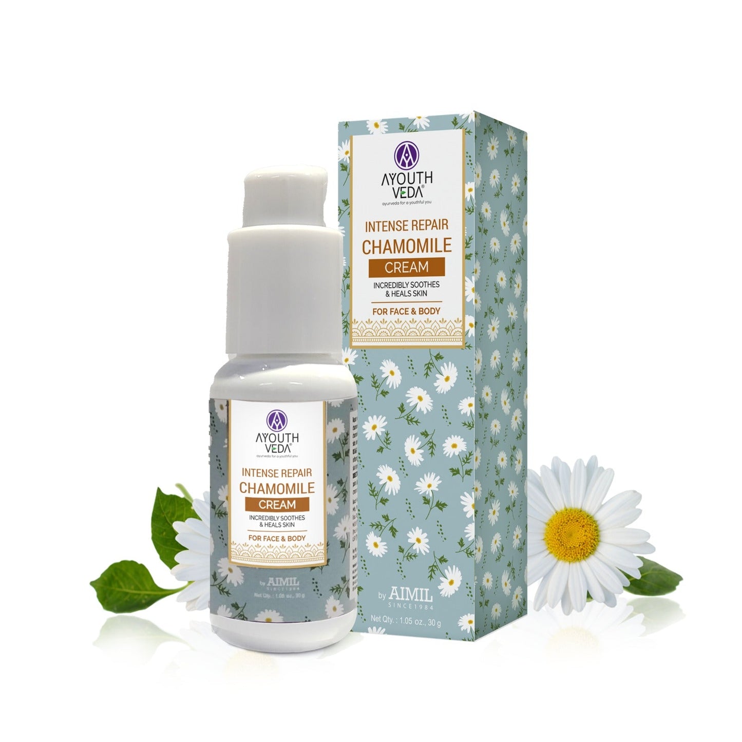 Chamomile Intense Repair Face Cream | With Chamomile & Sunflower Oil | Healing & Soothing Moisturizer for Sensitive & Dry Skin | Natural Face Cream for Men & Women (30g) 30g