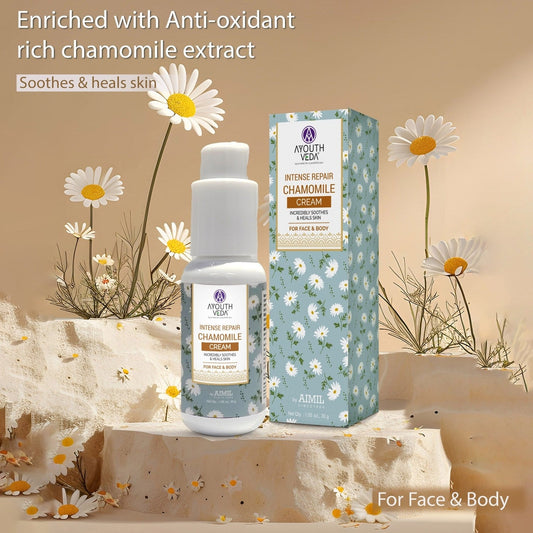 Chamomile Intense Repair Face Cream | With Chamomile & Sunflower Oil | Healing & Soothing Moisturizer for Sensitive & Dry Skin | Natural Face Cream for Men & Women (30g) 30g