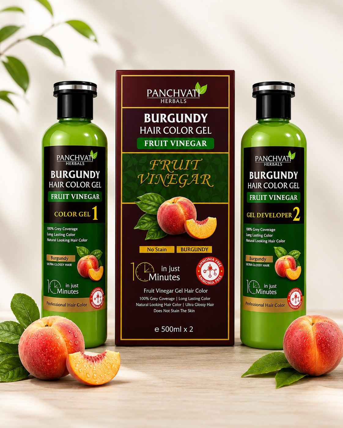Burgundy Hair Color Gel with Fruit Vinegar 500ml x 2