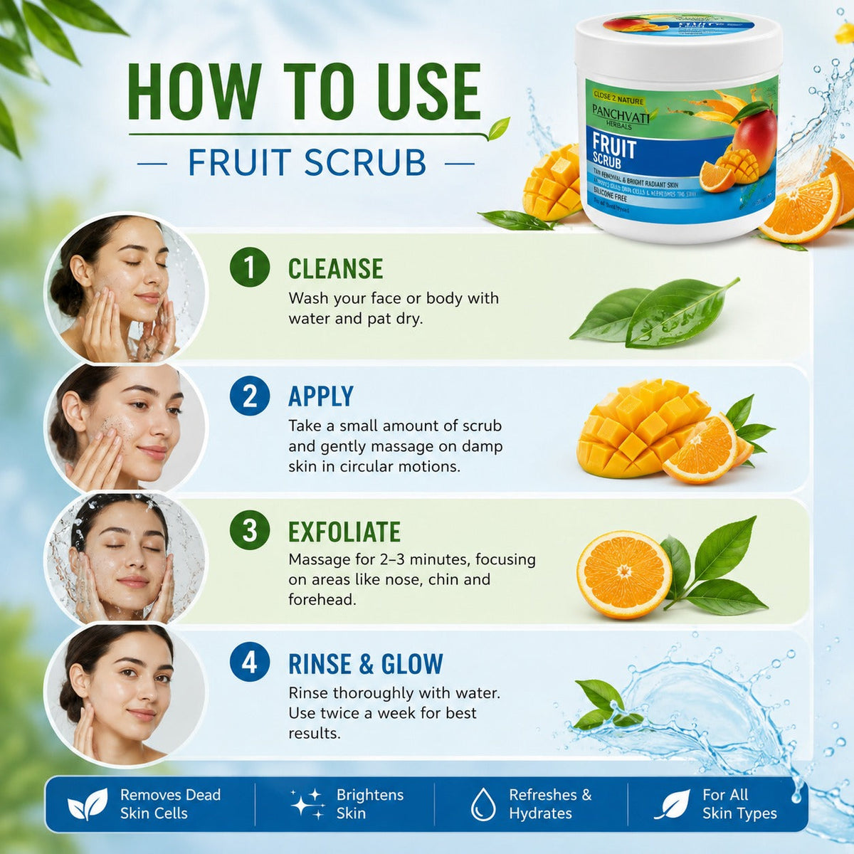 【Panchvati Herbals】 Fruit Scrub｜フルーツ スクラブ 大容量｜800ml