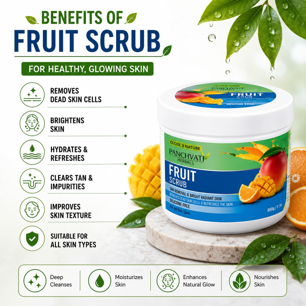 【Panchvati Herbals】 Fruit Scrub｜フルーツ スクラブ 大容量｜800ml
