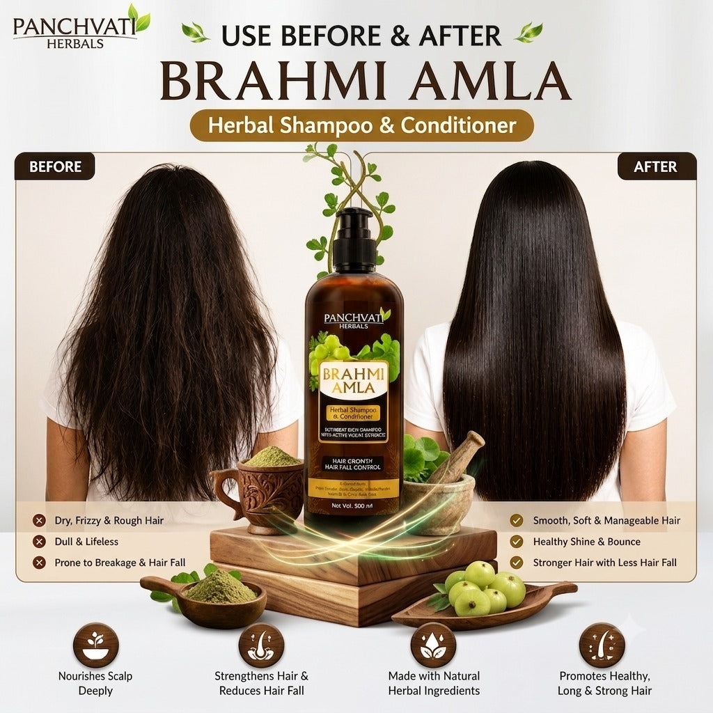 Brahmi Amla Herbal Shampoo & Conditioner 500ml x 2