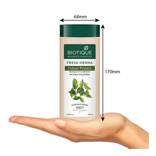【Biotique】 Fresh Henna Colour Protect Shampoo & Conditioner｜ヘナ カラープロテクト シャンプー コンディショナー｜180ML